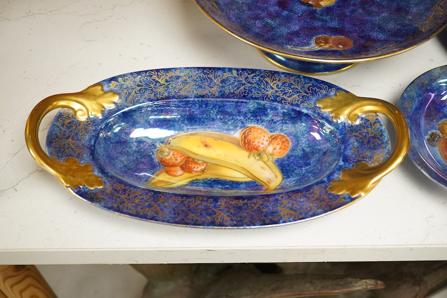 A group of four Rosenthal lustre plates bowls and a comport, comport 22cm diameter. Condition - good